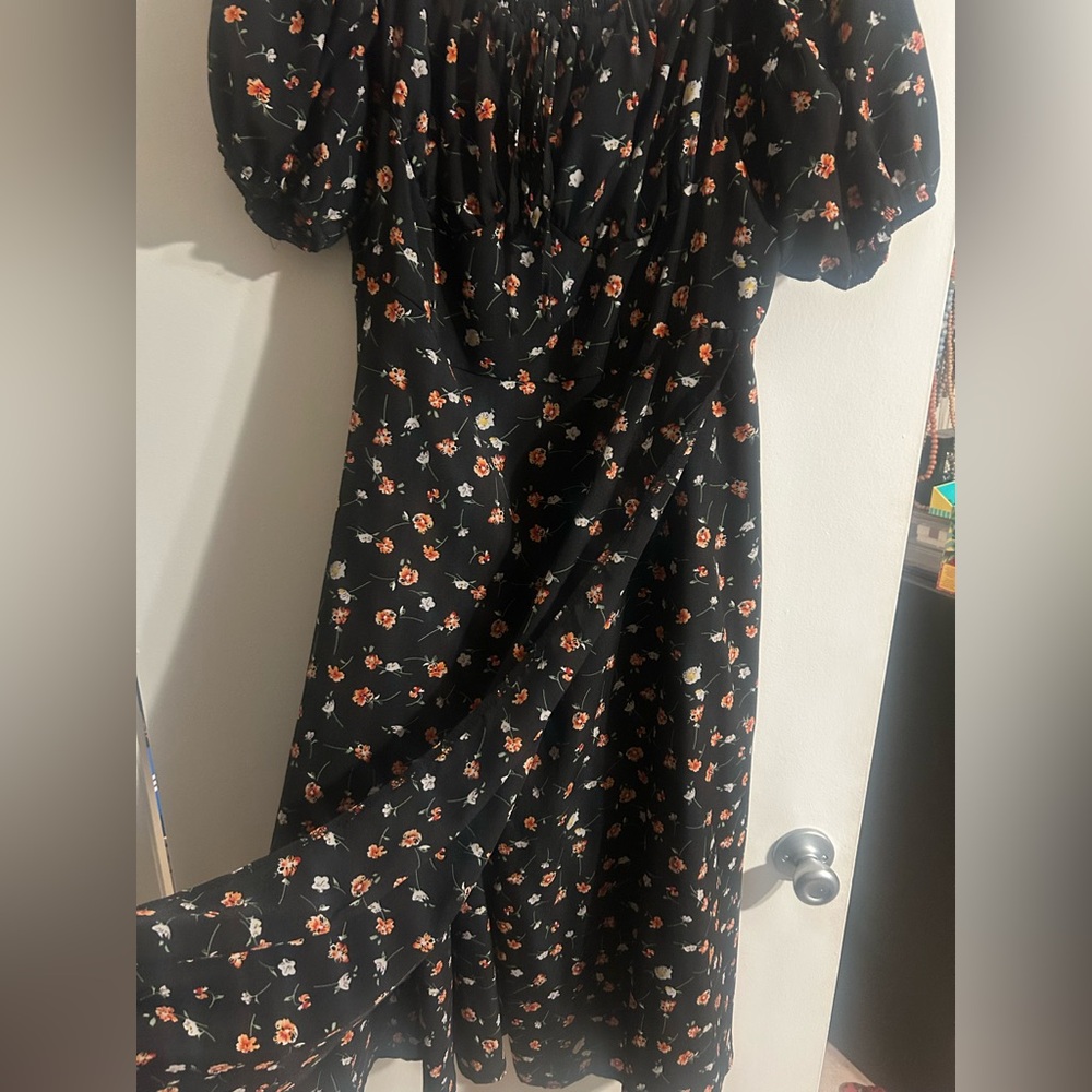 SHEIN Black Maxi Dress with Orange Floral Design